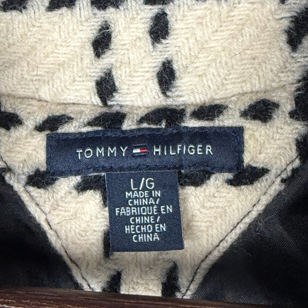 Tommy Hilfiger Little Girls Large Red Black Plaid Wool Cropped Pea Coat Jacket - Picture 3 of 9